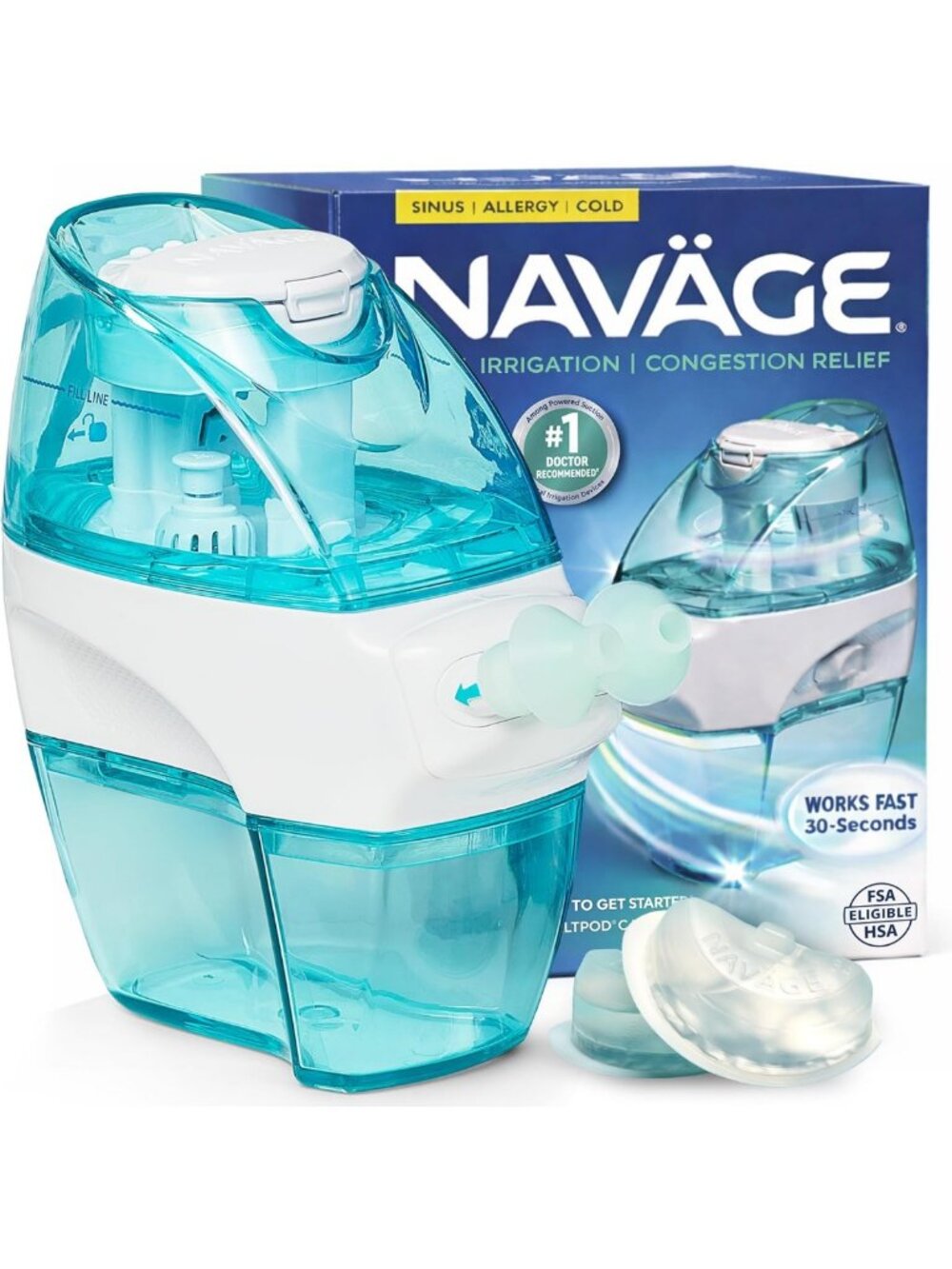 Nasal Cleaner Starter Kit: 30 SaltPods for Sinus Relief & Congestion Relief